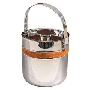 Stainless Steel and Leather Ice Bucket